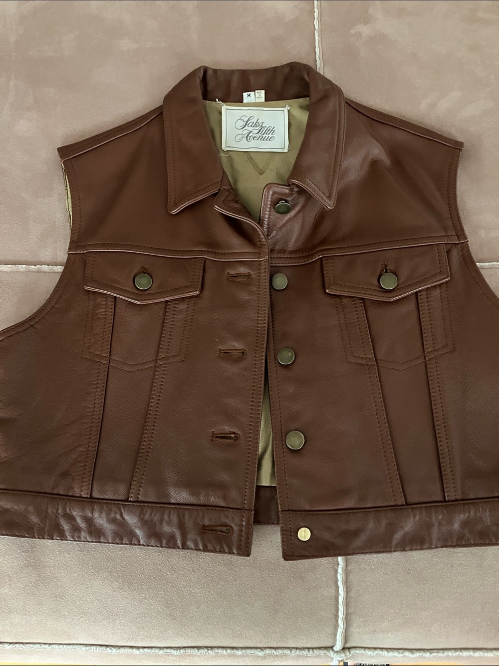 Vintage Biker leather jacket, Saks Fifth Avenue, ladies S .